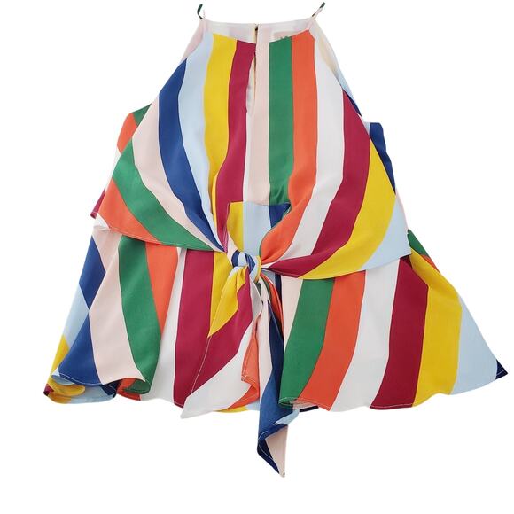 Willow & Root Sleeveless Halter Style Top Ties To Front Women’s M Shirt Striped - Picture 2 of 9